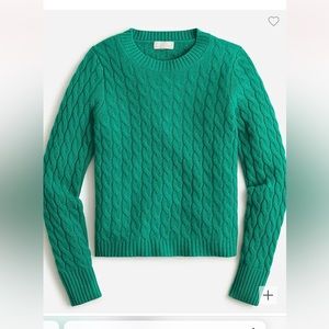 J. Crew Cashmere cable-knit crewneck sweater XS Jungle Green
